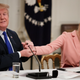 Donald and Ivanka Trump during a meeting with the American Workforce Policy Advisory Board inside the State Dining Room of the White House on March 6, 2019.